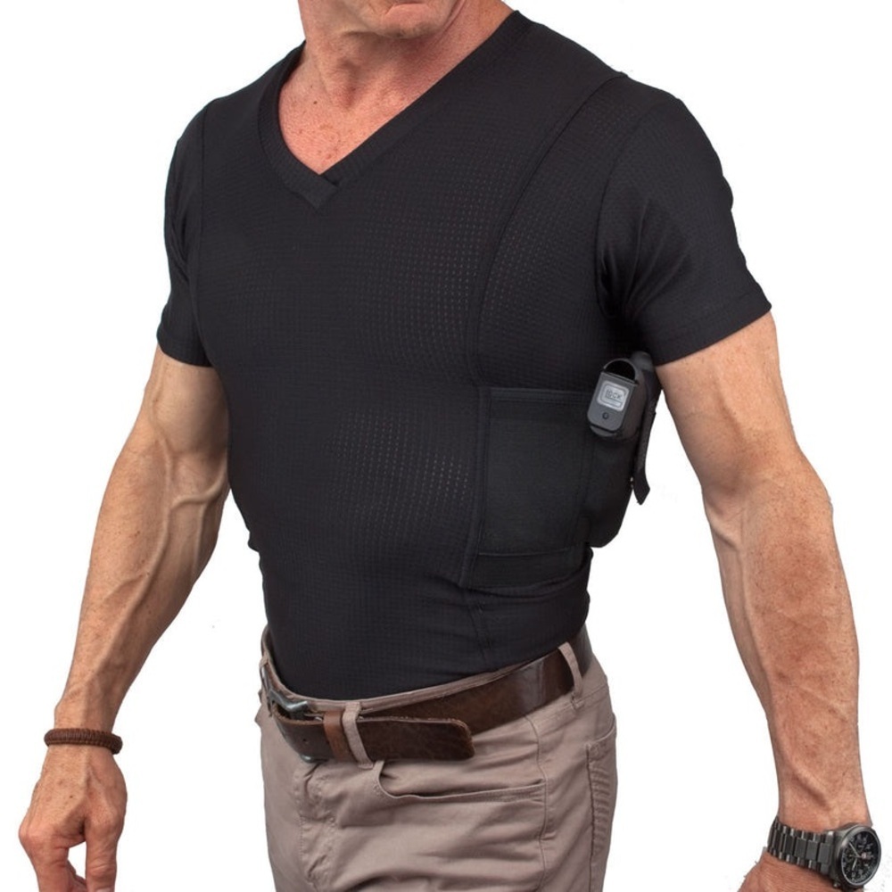 Under Tech Undercover Concealment V-Neck Compression Shirt, Black, Size: Large - Picture 3 of 7